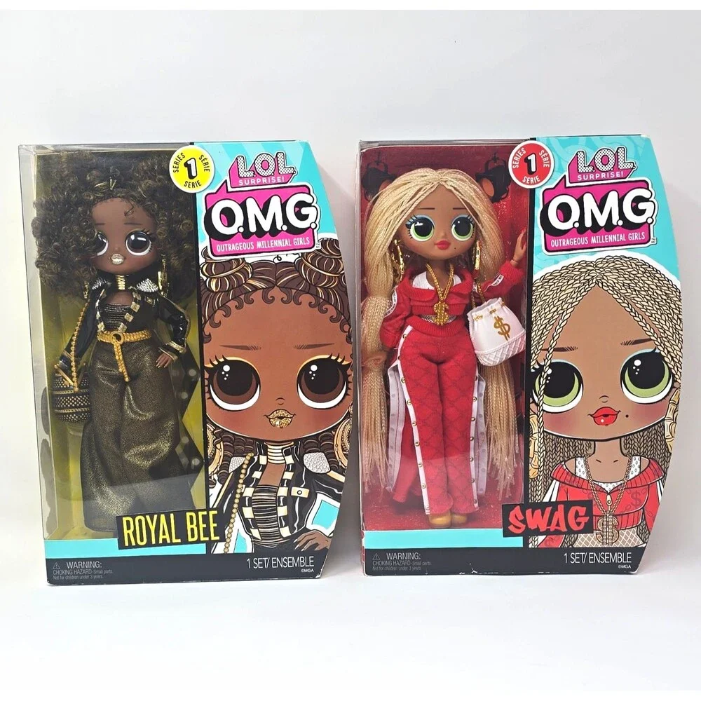LOL Surprise! OMG. Series 1 Royal Bee & Swag 10in Dolls Lot of 2 NIB